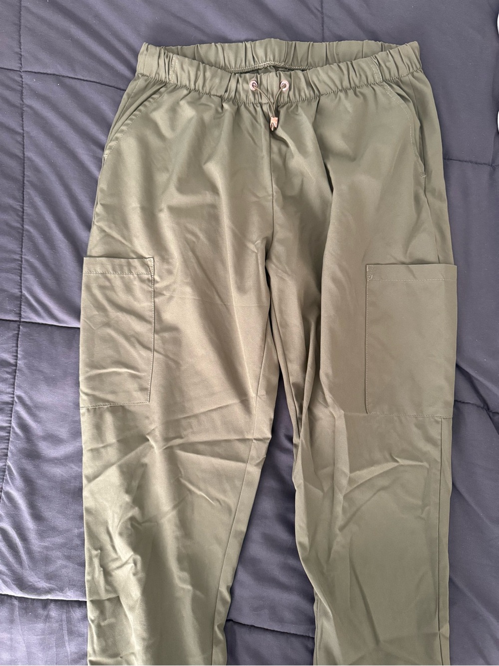 Olive Green Cargo Jogger/Scrub Pants - Elastic Waist